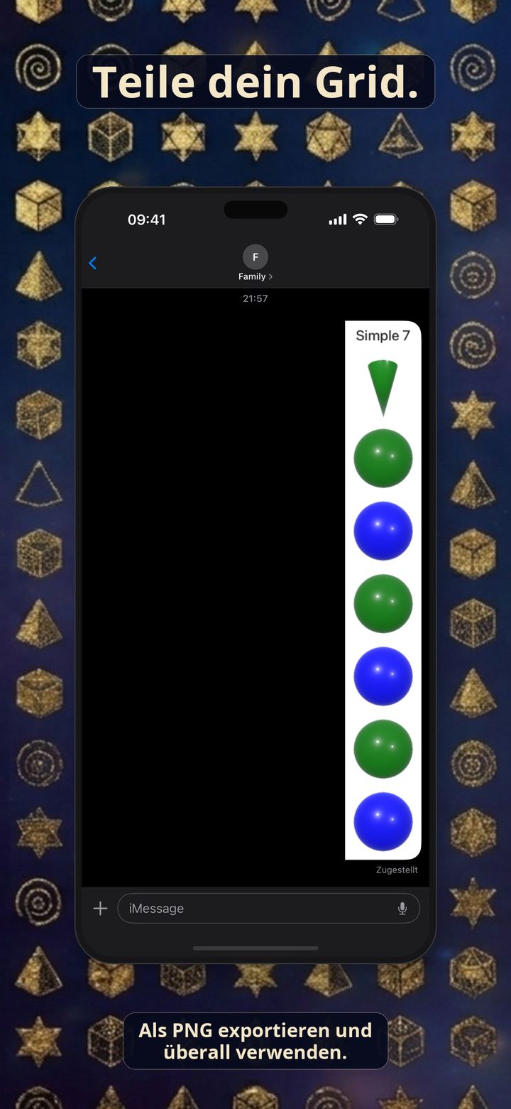 iPhone-Screenshot: Grid als PNG teilen.