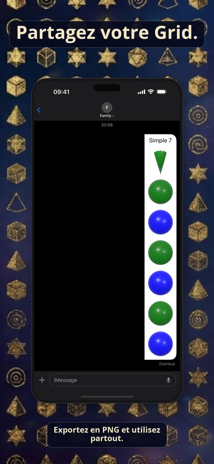 Capture iPhone pour partager une Grid en PNG.