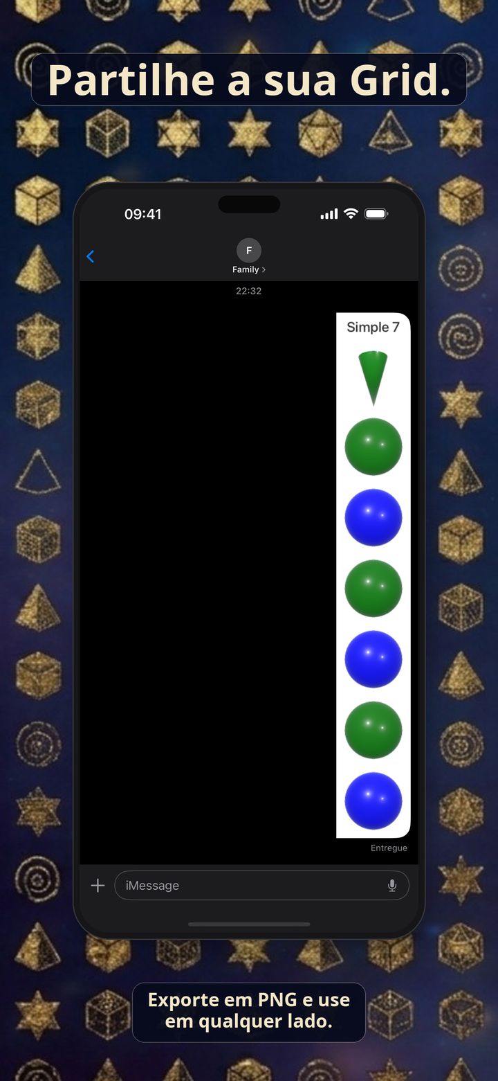 Captura de iPhone a partilhar uma Grid em PNG.